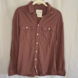 Hollister 100% Cotton Men’s Flannel Button Down Shirt - Rosewood Mauve - Small
